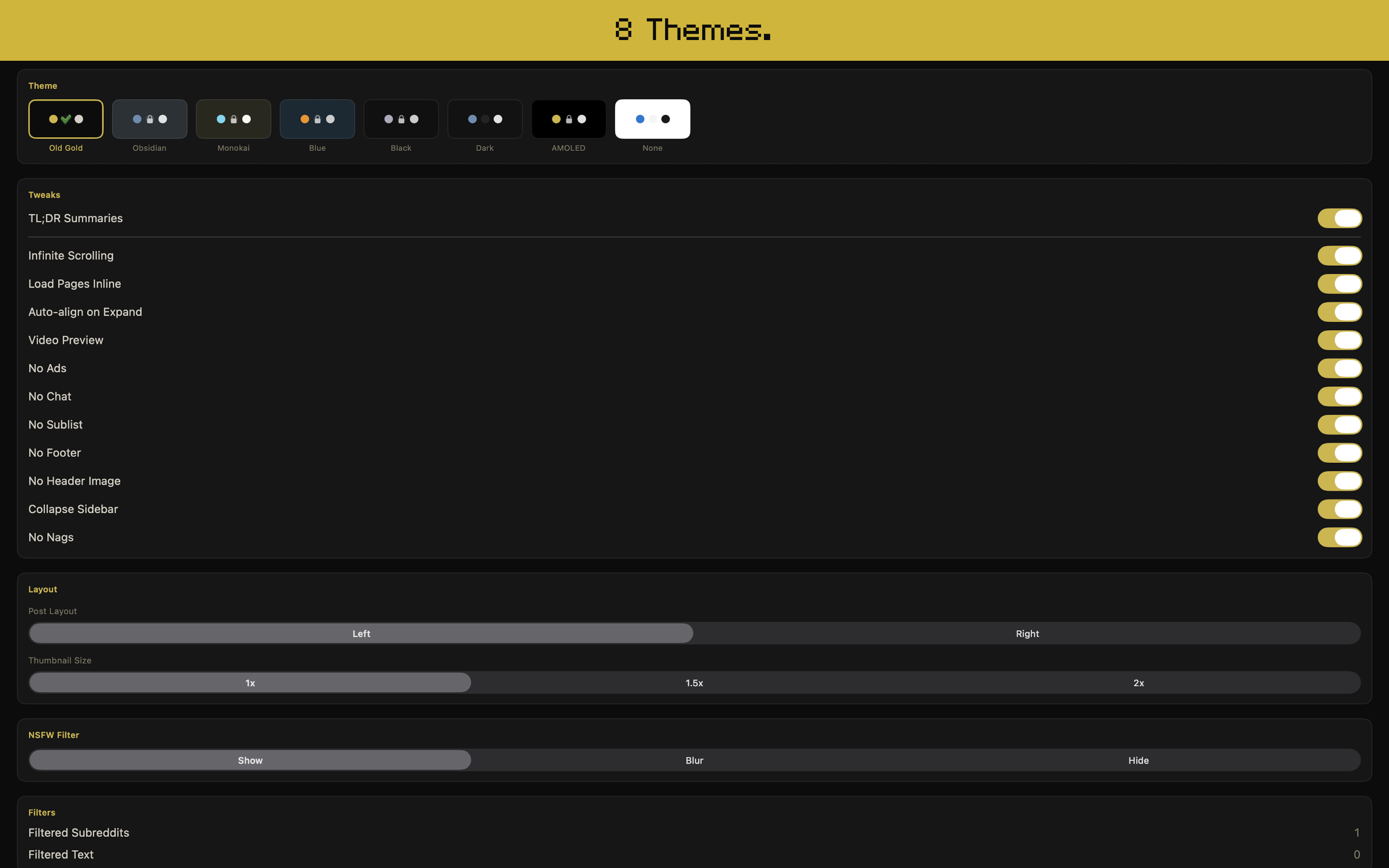 Eight themes on Mac